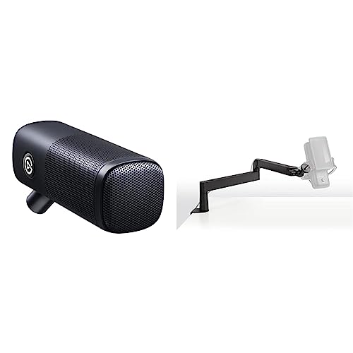Elgato Wave DX with Mic Arm Low Profile, Fully Adjustable with Cable Management, Dynamic XLR Microphone, speech optimised for Podcasting, Streaming, No Signal Booster Required, any Interface, PC/Mac - XLR Mic Set - Low Profile (Black)