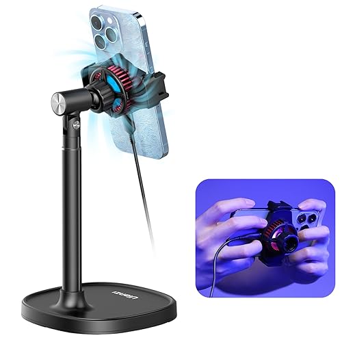 ULANZI SK-06 Cell Phone Stand with Phone Cooler, Desktop Phone Live Streaming Solution with Phone Cooling Fan, Height Adjustable Phone Cooler Stand Compatible with All Mobile Phones, iPhone & Android - Sk06