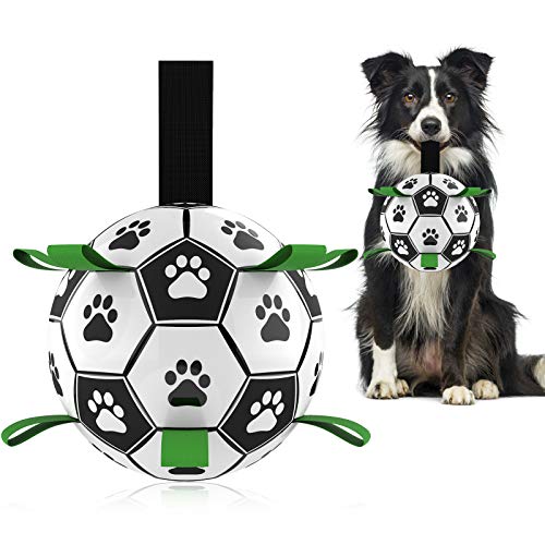 HETOO Dog Toys, Interactive Dog Football Toys with Grab Tabs, Durable Dog Balls for Small Medium Breed Dog Water Toy Indoor & Outdoor, Gift for Dogs - Medium Size 2 - Green