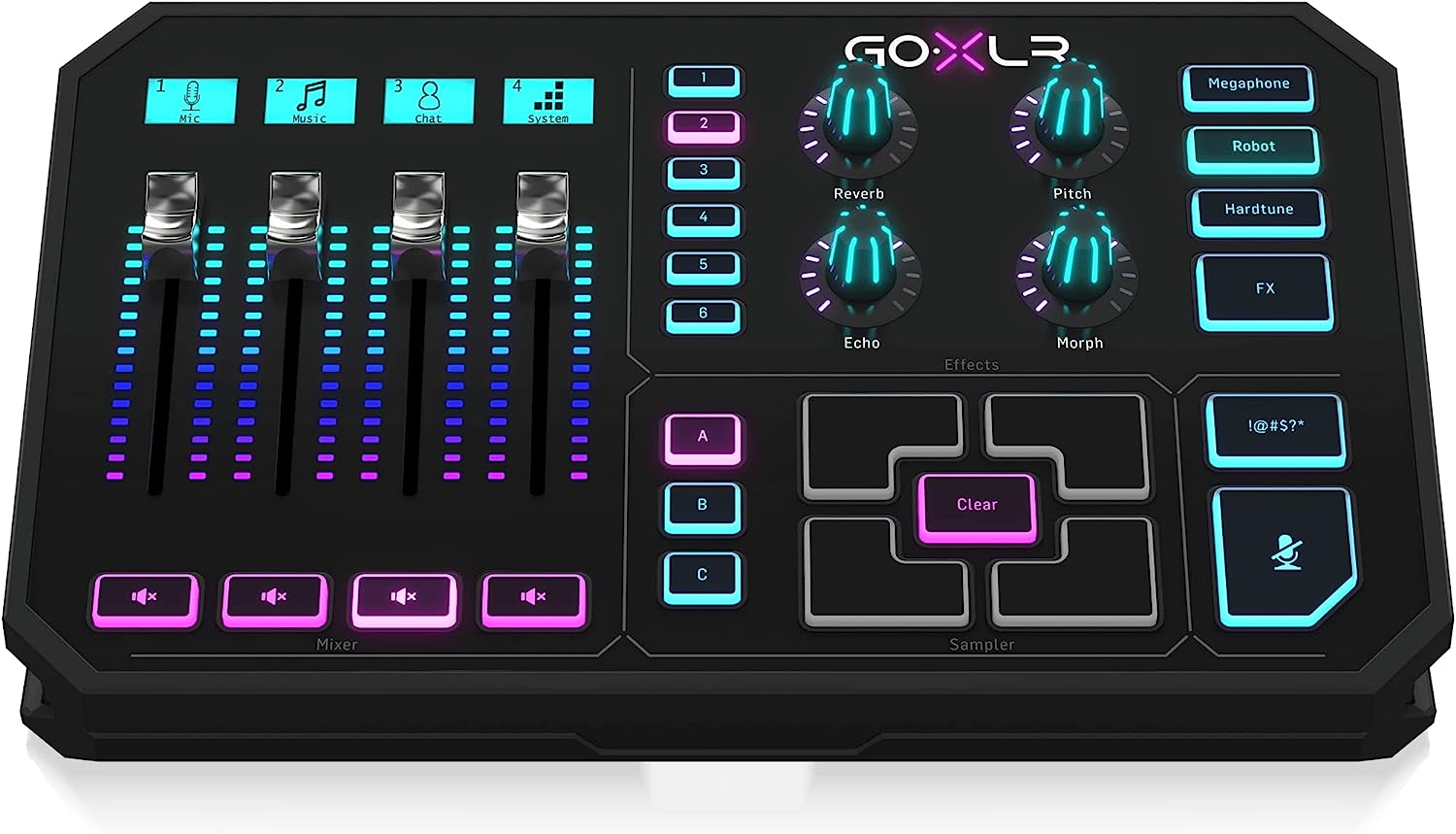 TC Helicon GoXLR Revolutionary Online Broadcaster Platform with 4-Channel Mixer, Motorized Faders, Sound Board and Vocal Effects, Officially Supported on Windows - GoXLR