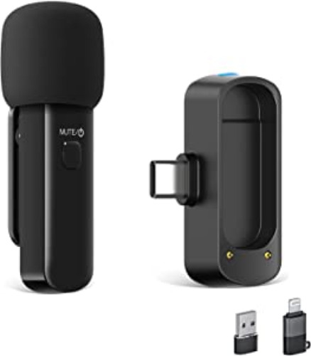 Wireless Lavalier Lapel Microphone for iPhone, iPad, Android, Lapel Mics Plug-Play 2.4G Ultra-Low Delay Noise Reduction 10H Working Time 230FT for Interview Video Podcast Vlog YouTube