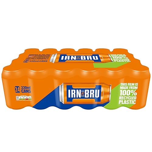 IRN-BRU Regular, 24 Pack Iconic Flavoured Fizzy Drinks Multipack Cans - 24 x 330ml Cans - Regular - 330ml - 24 Cans