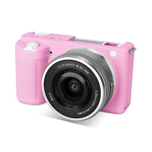 Rieibi ZV-E10 Siliconen Camera Hoes - Zachte Beschermhoes Voor Sony ZV-E10, Antislip, Rose Rood, Lichtgewicht