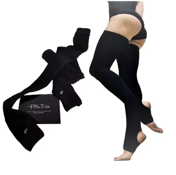 High Thigh Leg Warmers for Women. Warm Up High Socks- Yoga, Pole Dance. Non-Slip Black