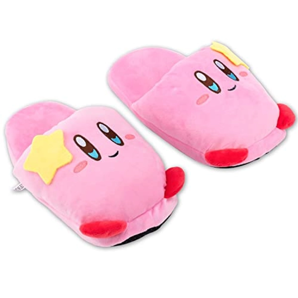 Glopastel BelugaDesign Kirby Slippers Cute Anime Video Game Smash Bros Fuzzy Slip On House Shoes One Size Adults Women Men (Pink), Medium
