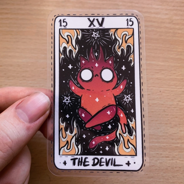 The Devil Tarot Card Transparent Sticker