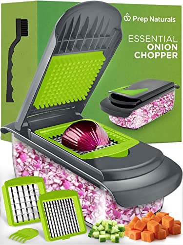 PrepNaturals Vegetable Chopper with Container, Veggie Chopper - Chopper Vegetable Cutter, Food Chopper & Onion Chopper - Onion Chopper Dicers, Choppers, Mandoline Slicer for Kitchen (2-in-1 Green) - 2-in-1 Green