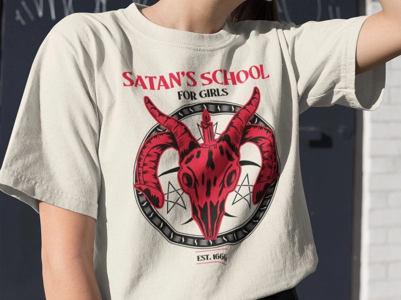 Satans School for Girls funny Tshirt Witchcraft Edgy Trendy Goth Grunge Aesthetic Alternative Clothing