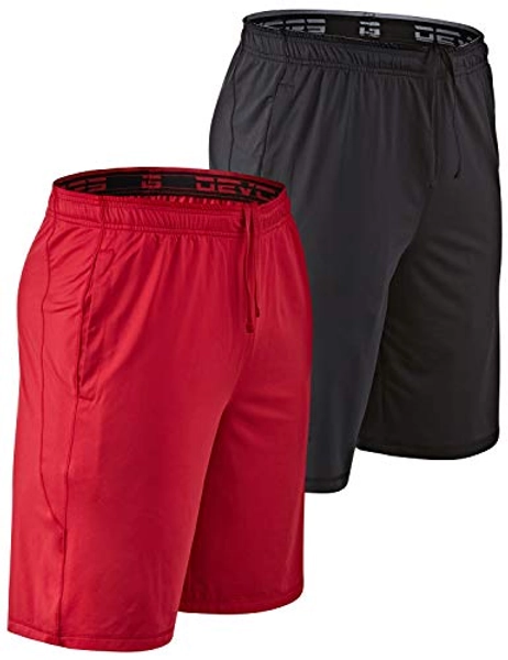 DEVOPS Men's 2-Pack Loose-Fit 10" Workout Gym Shorts with Pockets