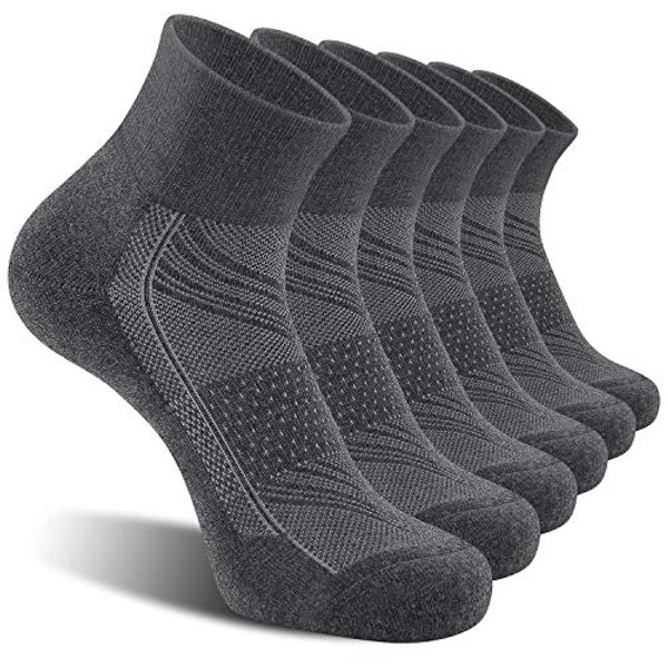 CelerSport 6 Pack Men's Ankle Socks with Cushion, Sport Athletic Running Socks