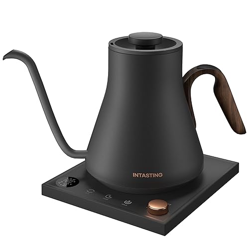 Electric Kettles, INTASTING Gooseneck Electric Kettle, ±1℉ Temperature Control, Stainless Steel Inner, Quick Heating, for Pour Over Coffee, Brew Tea, Boil Hot Water, 0.9L (Dark Grey) - Dark Grey