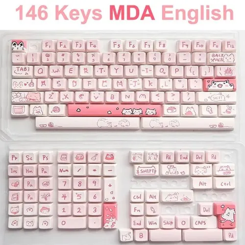 Pink Meow Theme Keycaps