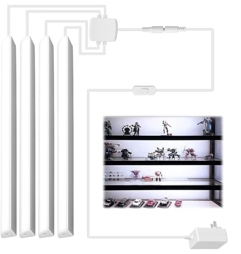 Cabinet Lighting, 4pcs 12" V-Shape Bright LED Light Bars for Under Cabinet, Gun Safe, Locker, Closet, Under Counter, Shelf, Showcase - 1200lm 12W - Pure White (6000K) - White