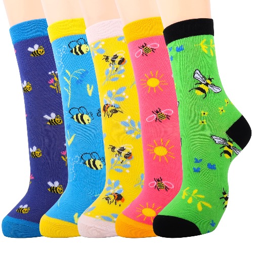 Jeasona Women's Fun Socks Cute Animals Funny Funky Novelty Cotton Gifts - Multicolored Bee