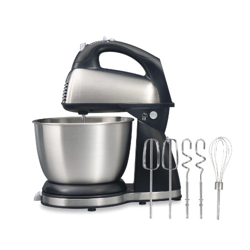 Hamilton Beach Classic Stand and Hand Mixer, 4 Quarts, 6 Speeds with QuickBurst, Bowl Rest, 290 Watts Peak Power, Black and Stainless - Black and Stainless Stand Mixer