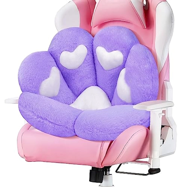 MOONBEEKI Cat Paw Cushion Chair Comfy Kawaii Chair Plush Seat Cushions Shape Lazy Pillow for Gamer Chair 28"x 24" Cozy Floor Cute Seat Kawaii for Girl Gift, Dining Room Bedroom Decorate (Purple)