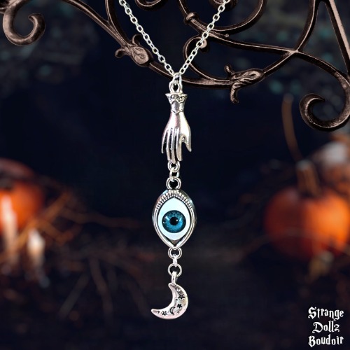 Evil Eye Protection necklace, Witchy Gothic Jewellery, Strange Dollz Boudoir