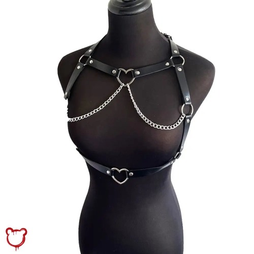 Love's Dark Leather Heart Chain