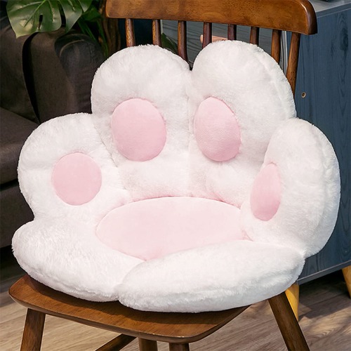 Souarts Coussin de Siège de Patte de Chat, Coussin de Chaise Portable pour Canapé Chaise de Bureau en Peluche Paresseux Conçu pour La Maison, Chaude et Douce Soulage Les Douleurs (Blanc，70 * 60cm)