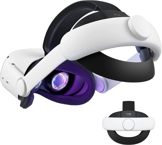 KIWI design Sangle de Tête Améliorée Compatible avec Quest 2 Accessoire, Sangle Élite Réglable Réduire la Pression de la Tête Confortable en VR