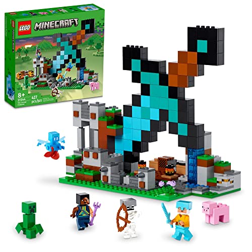 LEGO Minecraft The Sword Outpost 21244 Building Toys - Featuring Creeper, Warrior, Pig, and Skeleton Figures, Game Inspired Toy for Fun Adventures and Play, Gift for Kids, Boys, and Girls Ages 8+ - Multicolor