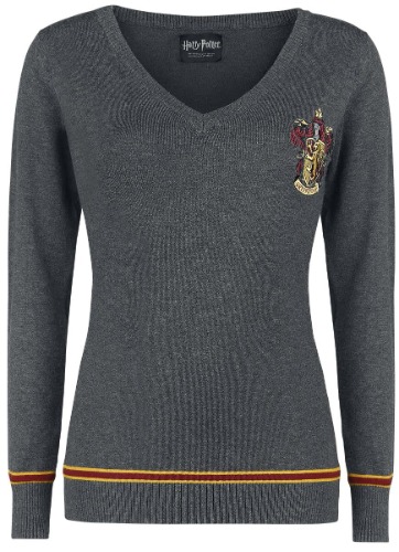 Harry Potter Gryffindor Gebreide trui grijs gemêleerd Fan merch, Film, Gryffindor - XL