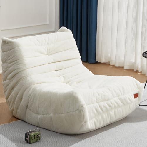 Cansunna Bean Bag Chair Sofa Sack Big Beanbag Chair for Adults Fireside Bean Bag Lounger Memory Foam Chair for Home, Apartment or Gaming Venue (WHITEPLUSH) - Whiteplush