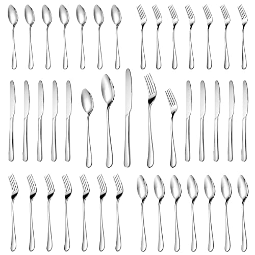 30 Piece Silverware Set Service for 6,Premium Stainless Steel Flatware Set,Mirror Polished Cutlery Utensil Set,Durable Home Kitchen Eating Tableware Set,Include Fork Knife Spoon Set,Dishwasher Safe - 30pcs-Silver