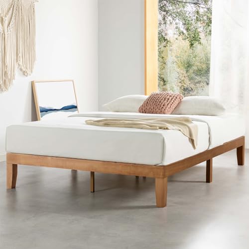 Mellow Naturalista Classic - 12 Inch Solid Wood Platform Bed with Wooden Slats, No Box Spring Needed, Easy Assembly, Queen, Pine - Pine - Queen - 12 Inch Classic