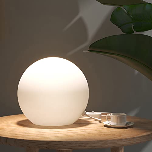 Rokinii Casa 7.8 Inch Ball Table Lamp with Glass Shade, Ball Light Bookshelf Lamp for Bedroom, Dorm, Office and Bedroom Bookshelf Reading Decoration, without Bulb - Opal White