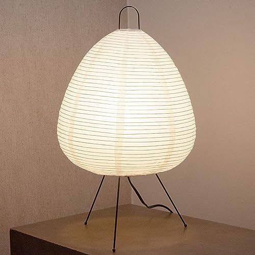 Nogy• Akari Noguchi Dimmable Japanese Paper Lantern Lamp • Cozy Japandi Style Paper Lamp • Lantern Lamp • Japanese Paper Lantern Light • Rice Paper Lamp • Off White Lamp (Upgraded Table Lamp) - Table Lamp