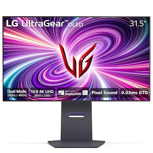 LG 32GS95UE-B 32'' Ultragear™ OLED Gaming Monitor with UHD Display | Dual Mode 240Hz, 480Hz | 0.03ms | Pixel Sound | Tilt/Height/Swivel Stand | Black - Black - 32"