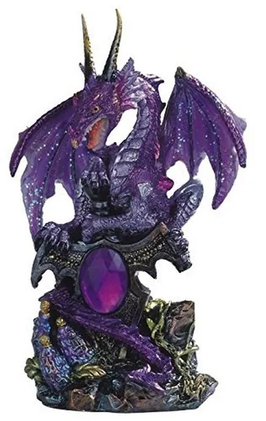 StealStreet 7871351 Le Elegant Purple Dragon Standing with Sword On Rock Collectible Figurine Statue