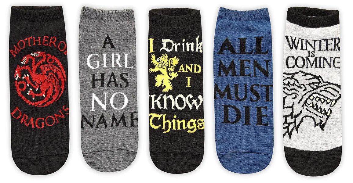 Game of Thrones Quotes Juniors/Womens 5 Pack Ankle Socks Size 4-10