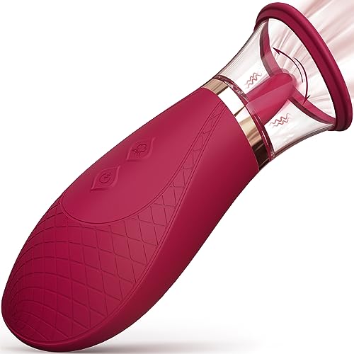 Clitoral Sucking Vibrator Sex Toys, 3 Sucking 9 Licking Modes Nipples Clit Sucker for Quick Orgasm, Tongue Vibrators Adult Toys for Women Couples (Ruby) - Ruby