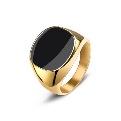 Mens Stainless Steel Signet Ring - Gold / 10