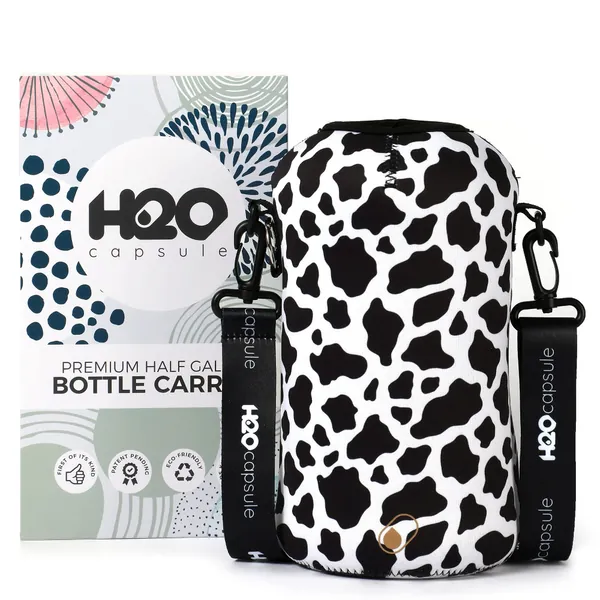 H2O Capsule Half Gallon Water Bottle Holder with Phone Storage (Bottle Not Included) – Neoprene Water Bottle Carrier with Shoulder Strap – Insulator Cover Sleeve for Large 74oz Drink Bottle - Cowbell