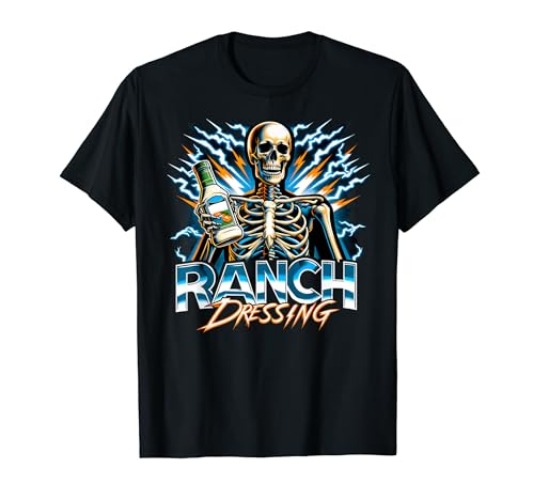 Ranch Dressing Bootleg Rap CDs Aesthetic Funny Skeleton Meme T-Shirt - Women - Royal Blue - 3X-Large