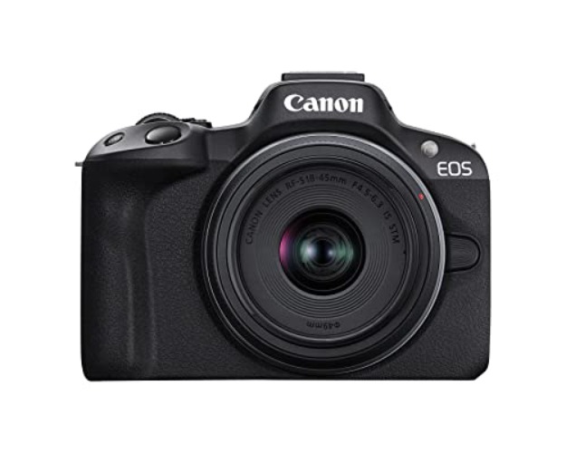 Canon EOS R50 Mirrorless Vlogging Camera (Black) w/RF-S18-45mm F4.5-6.3 is STM Lens, 24.2 MP, 4K Video, Subject Detection & Tracking, Compact, Smartphone Connection, Content Creator - EOS R50 w/RF-S18-45mm - Black