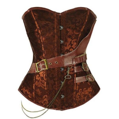 Genuine Steampunk Corsets - Brown (Buckled) / XXL