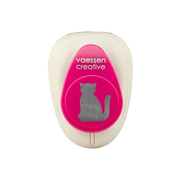 Vaessen Creative Craft Paper Punch - Cat - 2,1 x 1,8 cm - Circle Cutter for Crafting and Card Making - 7.3 x 5.3 x 5 cm