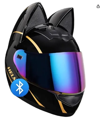 Motorcycle Helmet, DOT Certification Full Face Flip-Up Motorbike Helmet, Cool Cute Cat Helmets with HD Visor and Ventilation Syste, for Adults Men Women