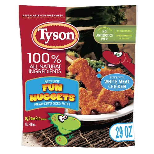 Tyson Fully Cooked Fun Dinosaur Chicken Nuggets, 29 oz (Frozen)