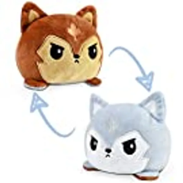 TeeTurtle | The Original Reversible Wolf Plushie | Patented Design | Fall + Winter | Show Your Mood Without Saying a Word!