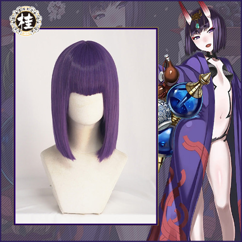 UWOWO Shuten Douji Cosplay Wig 35cm Purple Short Hair Fate Grand Order/FGO Wig