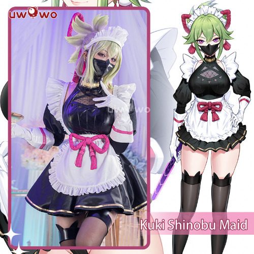【In Stock】Uwowo Genshin Impact Fanart Kuki Shinobu Maid Cosplay Costume - S
