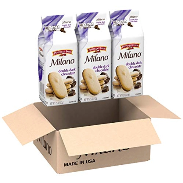 Pepperidge Farm Milano Cookies, Double Dark Chocolate, 7.5 Ounce (Pack of 3)