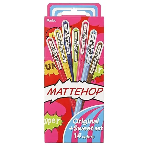 Pentel Matte Hop Original + Sweet Color Ballpoint Pen, 14 Colors K110-V14ST - 14 colors original+sweet
