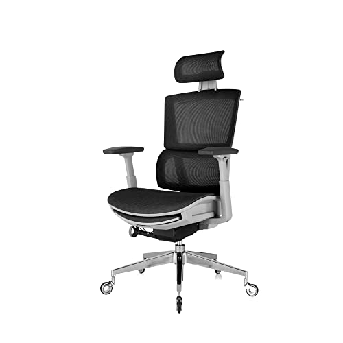 Nouhaus Rewind Ergonomic Office Chair with Footrest and Lumbar Support. Swivel Computer Chair, Rolling Home Office Desk Chairs with Wheels, Mesh High Back Task Chair, Comfortable Office Chair (Black) - Black