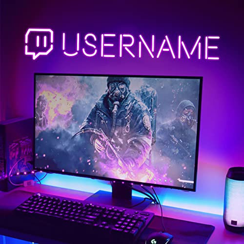 Custom Twitch Neon Sign, Personalized Gamer Tag LED Neon Light, Twitch Username Neon Live Streaming Sign Wall Decor Gift for Gamers, Social Media Streamers Influencers, Twitch Core Logo Business Sign - 1. Twitch Icon